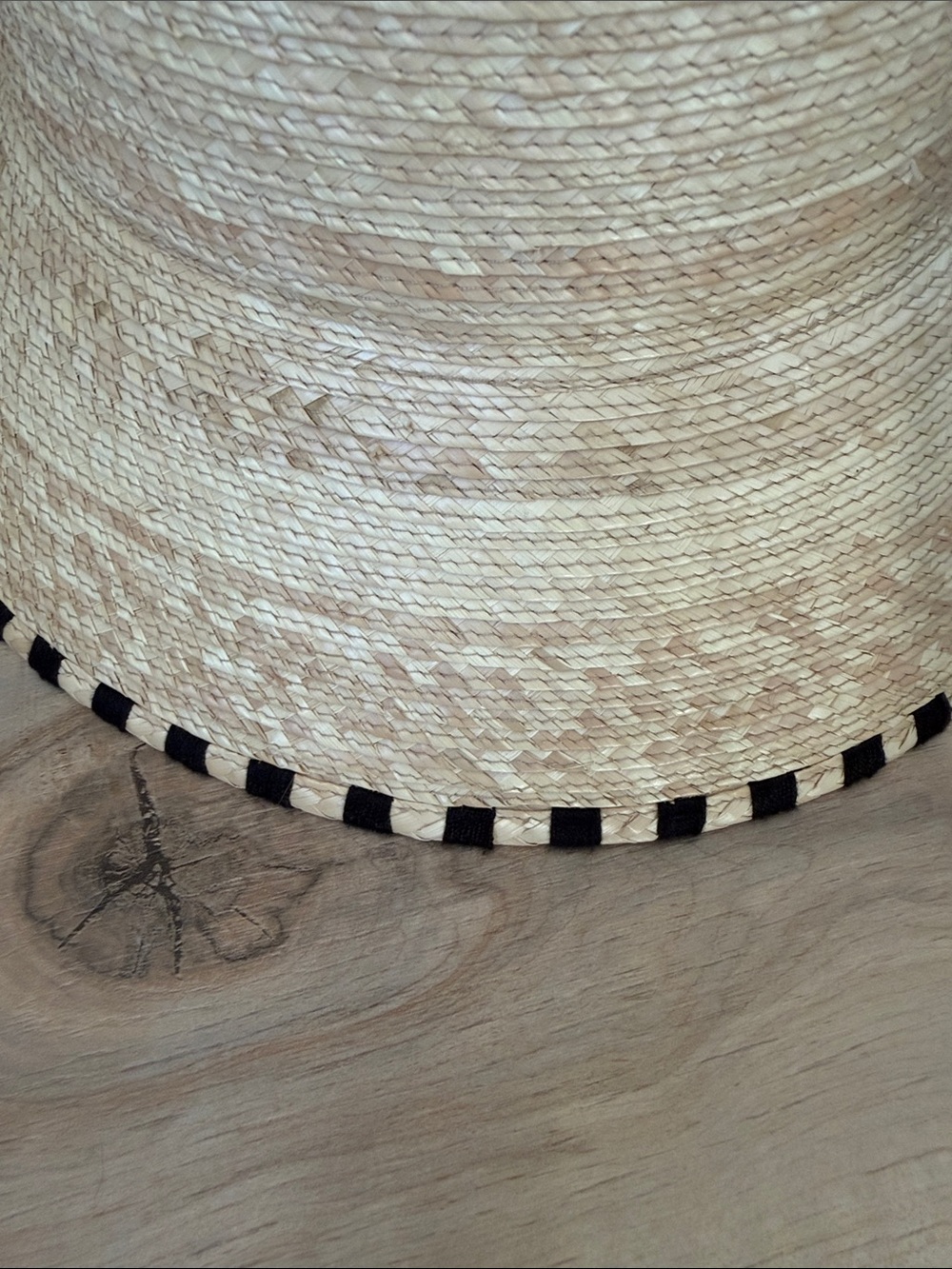 Sunshine Tienda Palm Straw Bucket Hat with Black Trim - Women’s Summer Hat - Picture 2 of 4